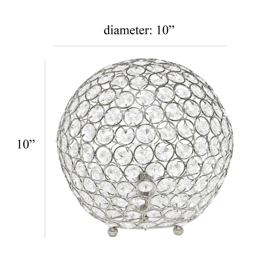 10 Inch Crystal Ball Sequin Table Lamp, Chrome - Elegant Designs
