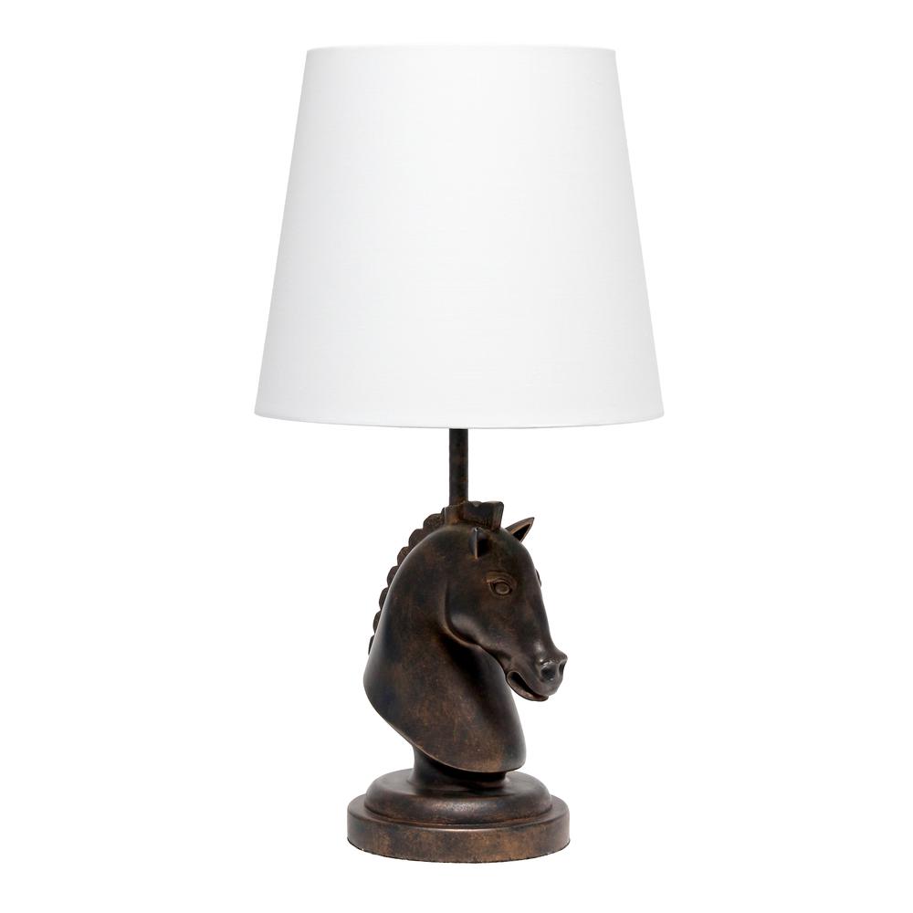 Simple Designs 17.25'' Tall Polyresin Decorative Chess Horse Shaped Bedside Table Desk Lamp Dark Bronze