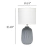 Simple Designs 20.4'' Desk Lamp with White Fabric Drum Shade, Gray