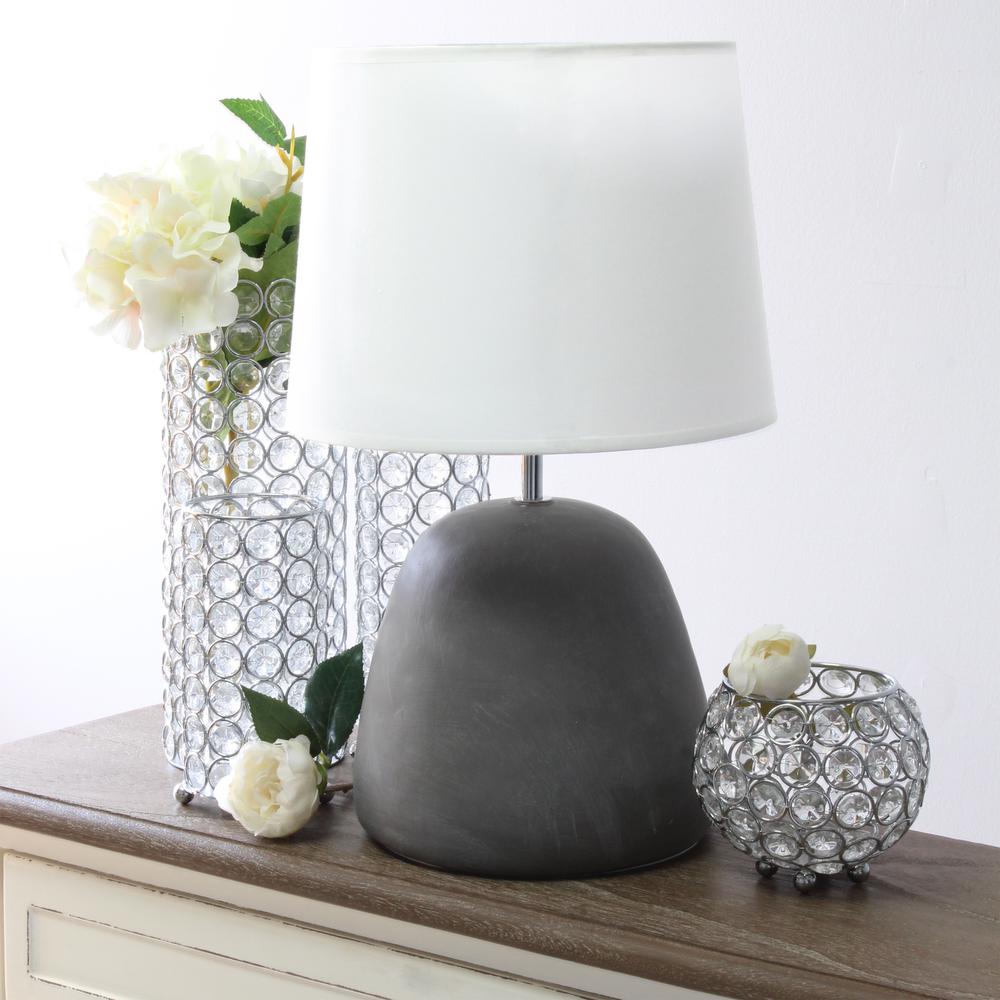 Round Concrete Table Lamp, White - Simple Designs