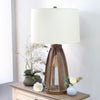 Vintage Farmhouse Wood and Netted 2 Light Table Lamp, Old Wood - Elegant Designs