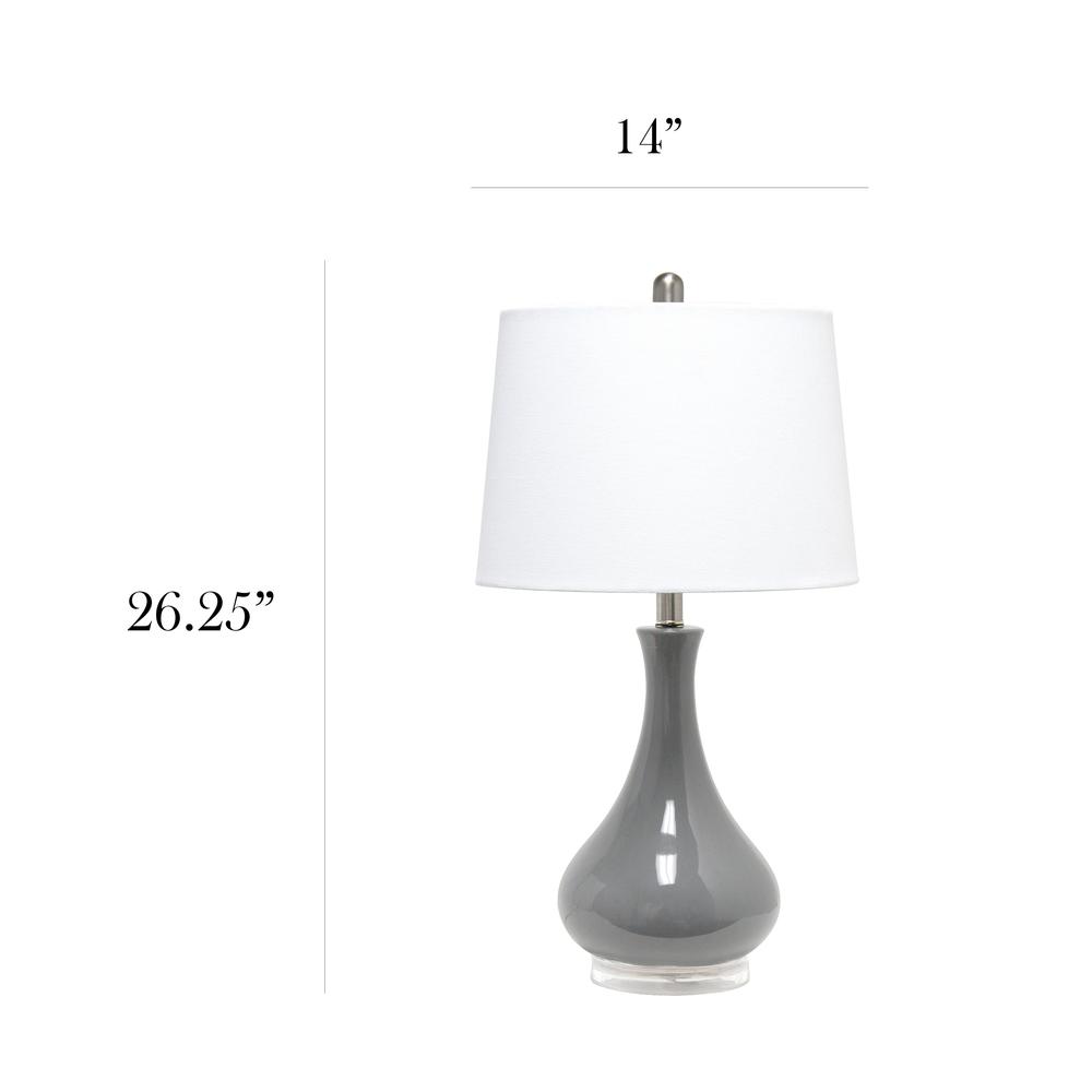 Elegant Designs Ceramic Tear Drop Shaped Table Lamp, Gray