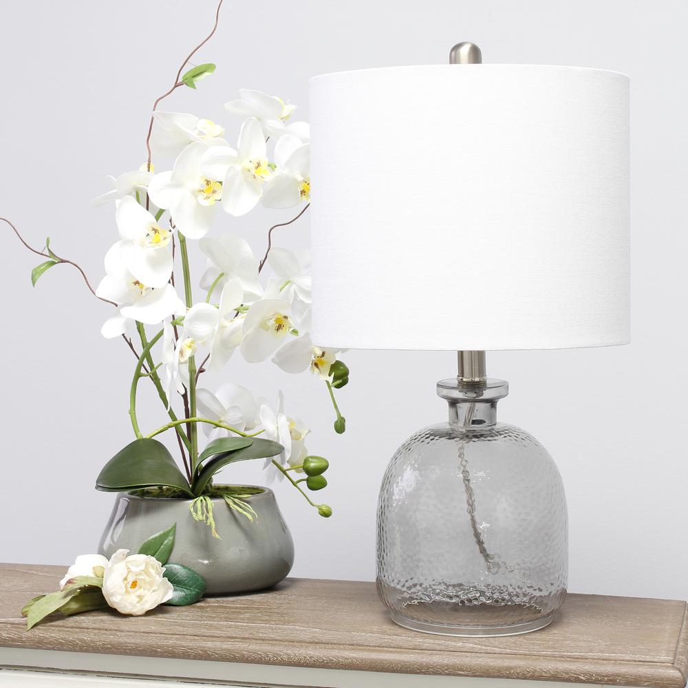 Elegant Designs Textured Glass Table Lamp, White