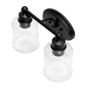 14'' 2 Light Wall Mounted Vanity Fixture with Clear Speckled Glass Shades, Black - Elegant Designs