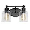 14'' 2 Light Wall Mounted Vanity Fixture with Clear Speckled Glass Shades, Black - Elegant Designs