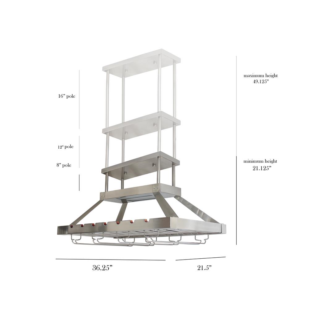 2 Light LED Overhead Wine Rack, Brushed Nickel - Elegant Designs