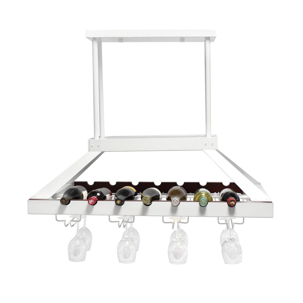 2 Light LED Overhead Wine Rack, White - Elegant Designs