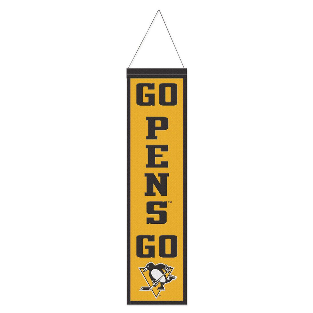 Pittsburgh Penguins Banner Wool 8x32 Heritage Slogan Design - Special Order - Wincraft Fanatics