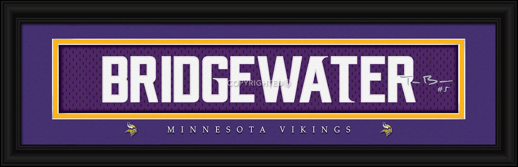Minnesota Vikings Print 8x24 Signature Style Teddy Bridgewater - Prints Charming