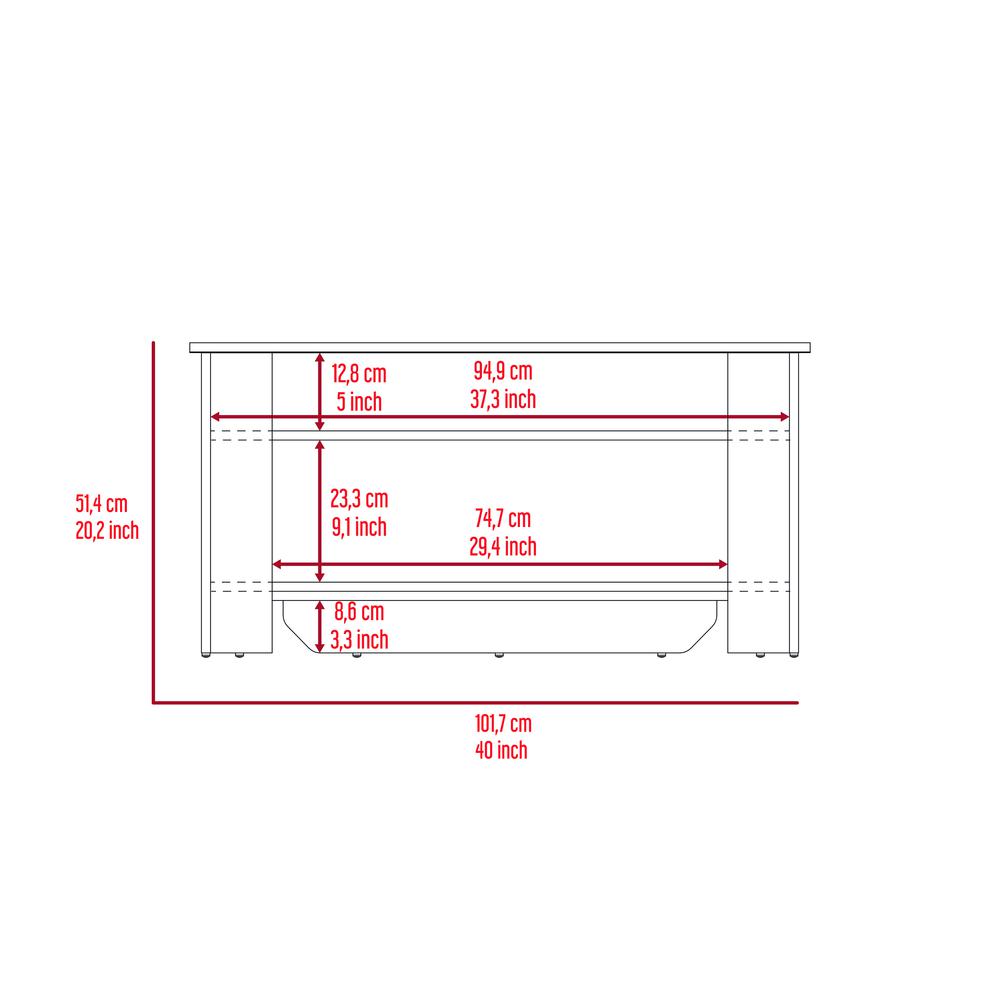 DEPOT E-SHOP Saturn Storage Table, One Flexible Table Shelf, Four Legs, Low Shelf, Internal Storage-Light Oak/White, For Bedroom - Depot E-Shop