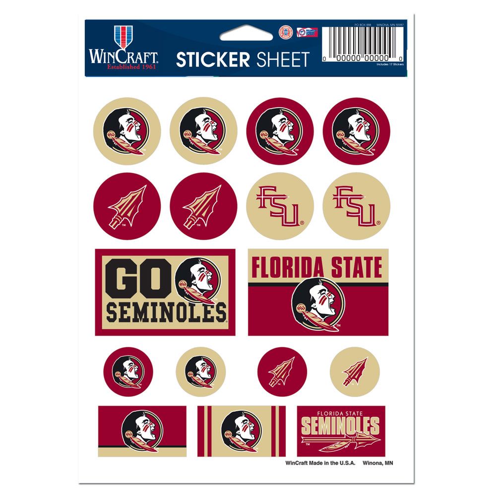 Florida State Seminoles Decal Sheet 5x7 Vinyl - WinCraft