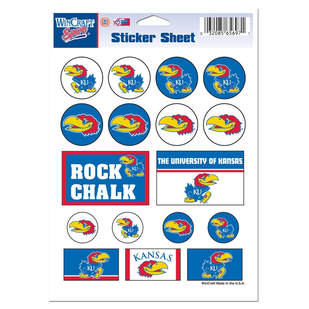 Kansas Jayhawks Decal Sheet 5x7 Vinyl - WinCraft