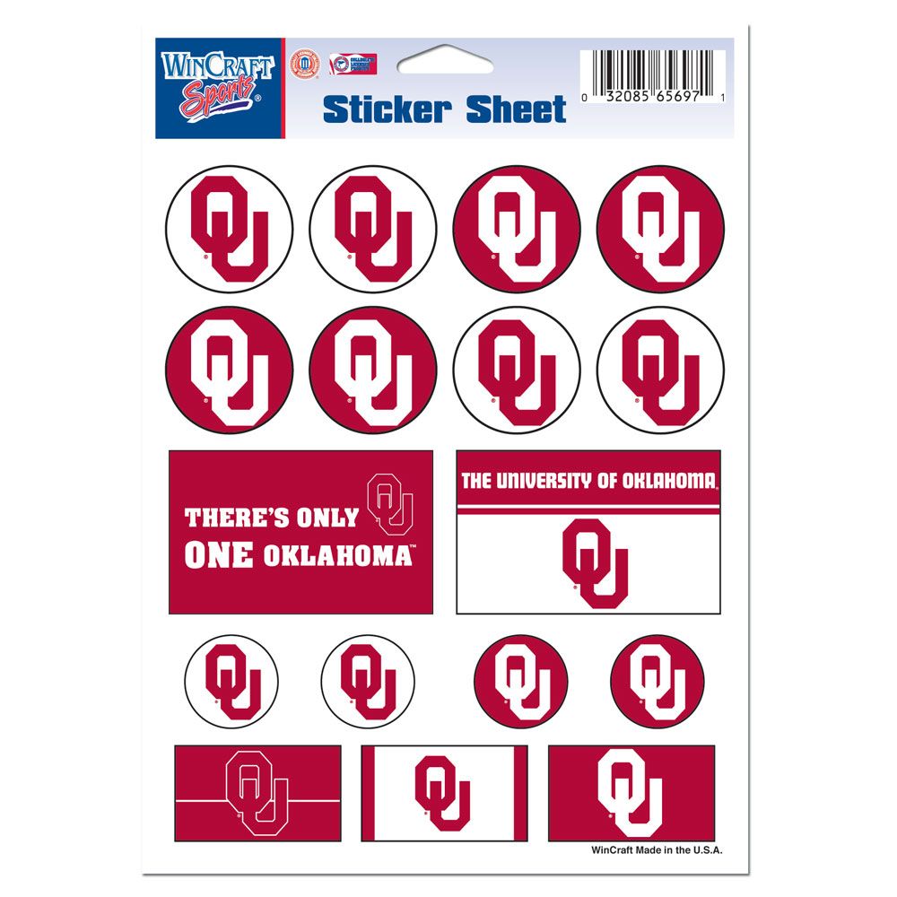 Oklahoma Sooners Decal Sheet 5x7 Vinyl - WinCraft