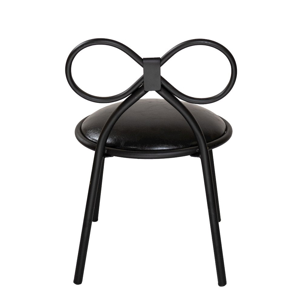 Set Of 4 Metal Kids Bow Chair With Black Vinyl Seat Cushion - CSP