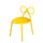 Set Of 1 Metal Kids Bow Chair With Yellow Vinyl Seat Cushion - CSP