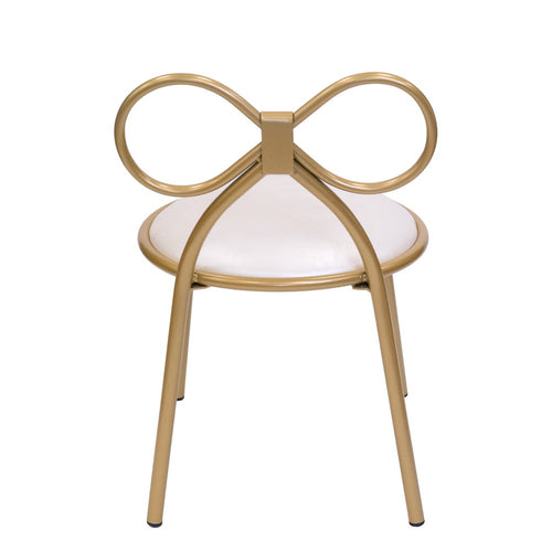 Set Of 1 Metal Kids Bow Chair With Gold Vinyl Seat Cushion - CSP