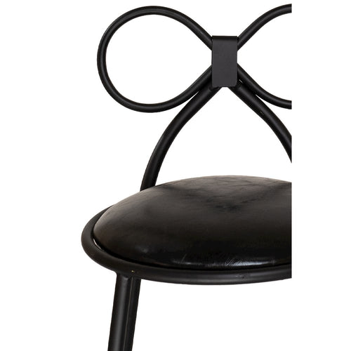 Set Of 4 Metal Kids Bow Chair With Black Vinyl Seat Cushion - CSP