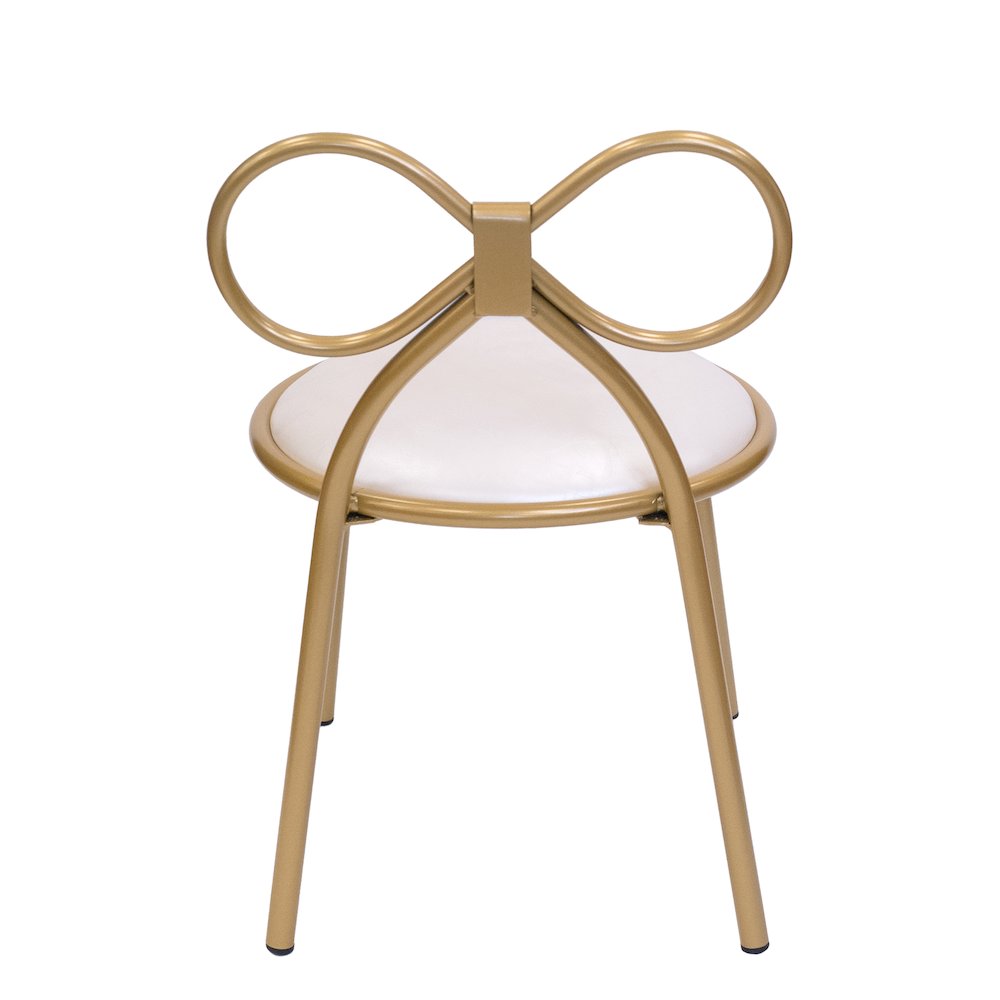 Set Of 4 Metal Kids Bow Chair With Gold Vinyl Seat Cushion - CSP