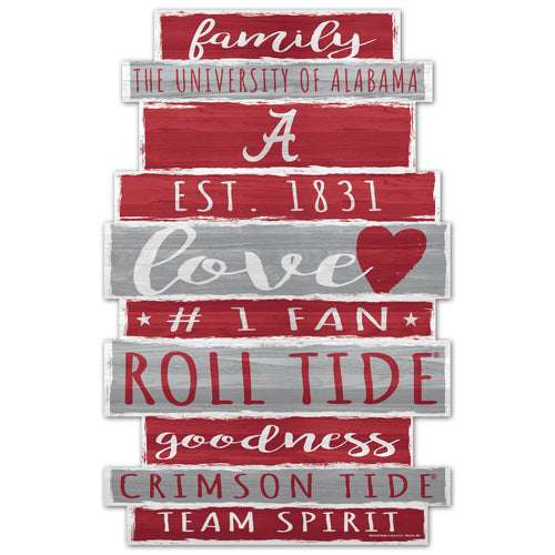 Alabama Crimson Tide Sign 11x17 Wood Family Word - WinCraft