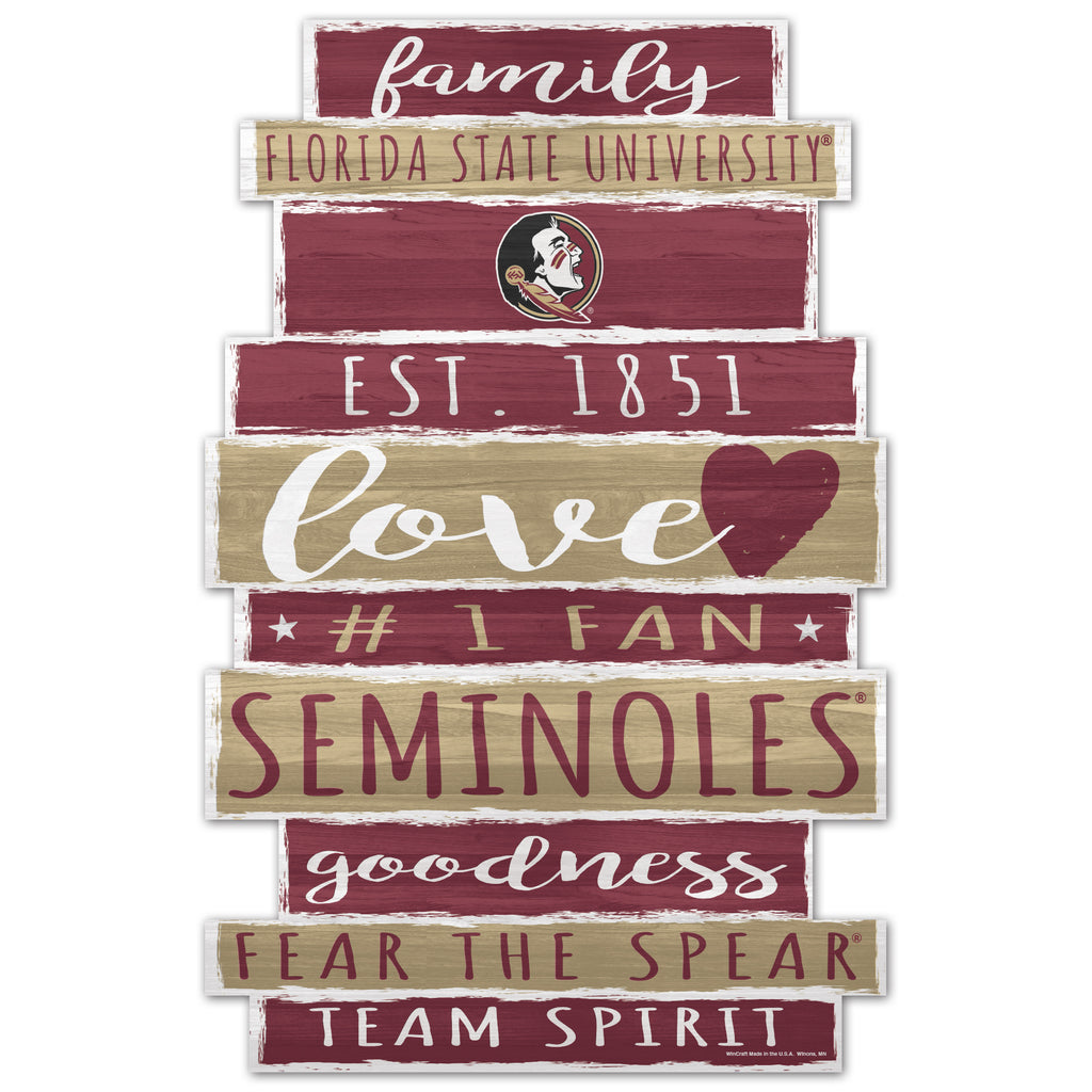 Florida State Seminoles Sign 11x17 Wood Family Word - WinCraft