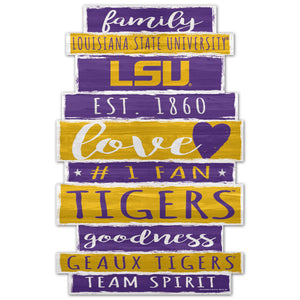 LSU Tigers Sign 11x17 Wood Family Word - WinCraft