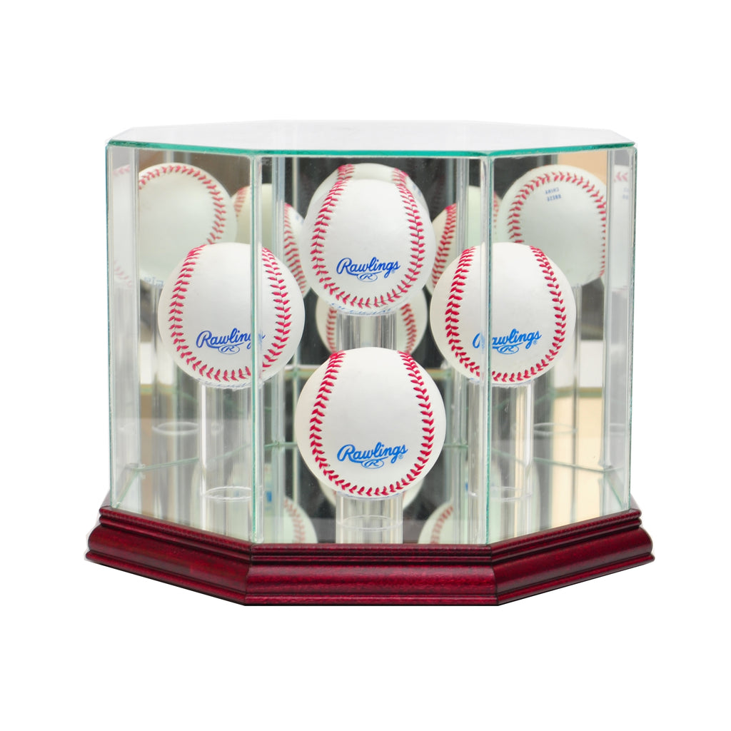 Octagon 4 Baseball Display Case with Cherry Moulding