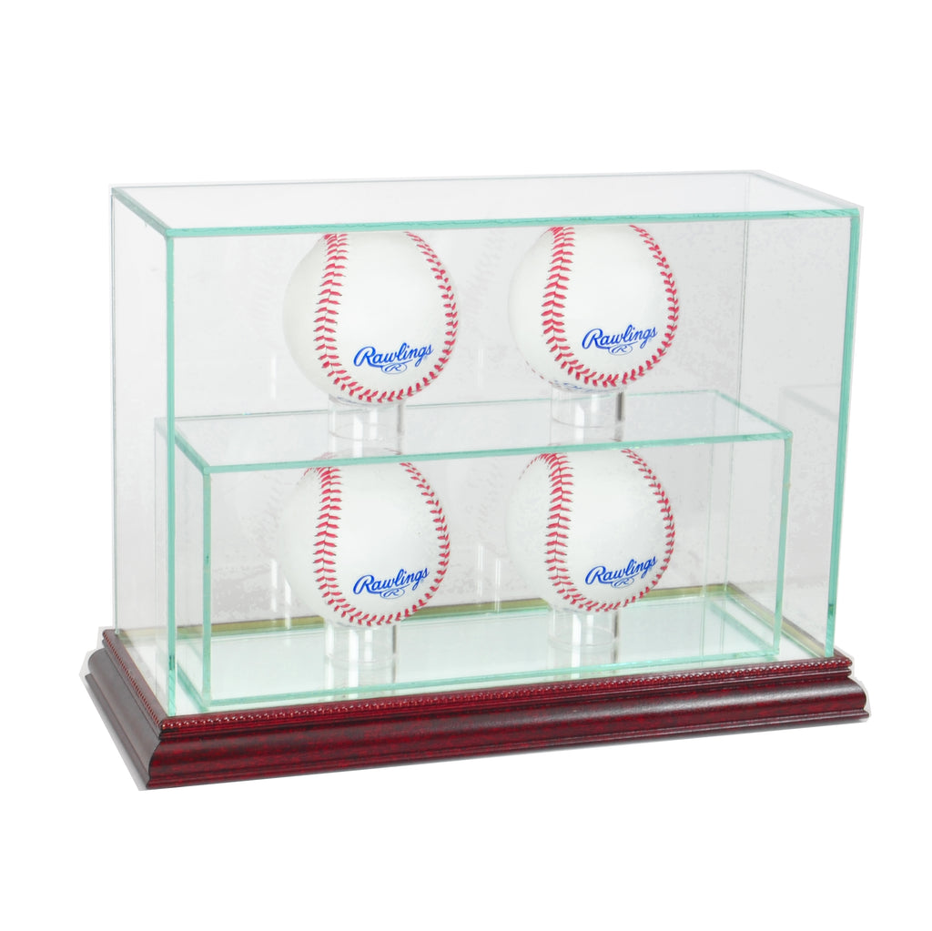 4 Upright Baseball Display Case with Cherry Moulding
