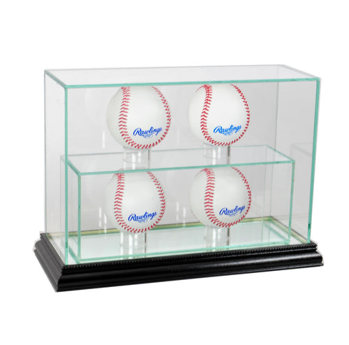 4 Upright Baseball Display Case with Black Moulding