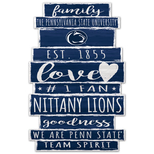 Penn State Nittany Lions Sign 11x17 Wood Family Word - WinCraft