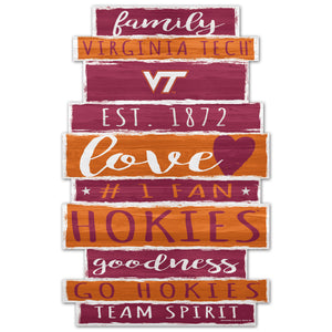 Virginia Tech Hokies Sign 11x17 Wood Family Word - WinCraft