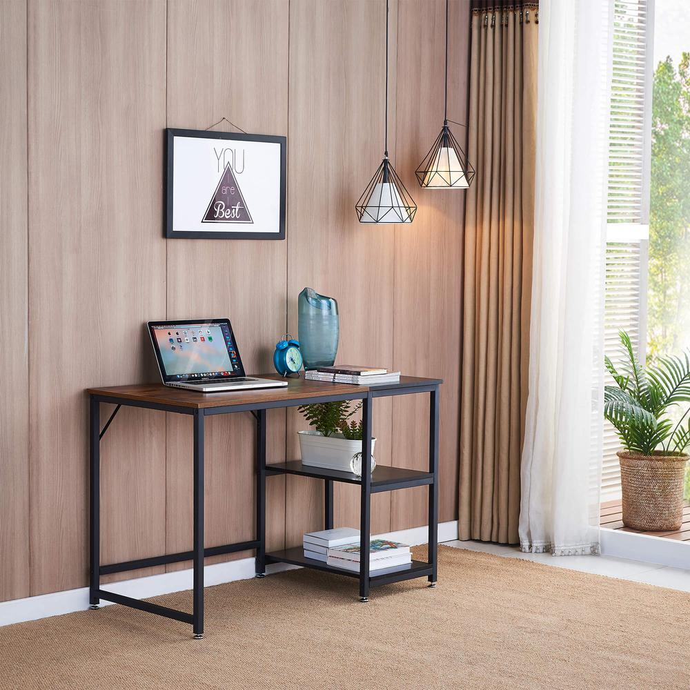 Better Home Products Howdy Home Office 47 Inch Computer Desk with Shelves Brown