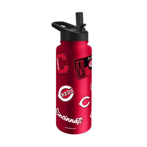Cincinnati Reds Quencher Bottle 34oz Stainless Steel Dreamweave - Logo Brands