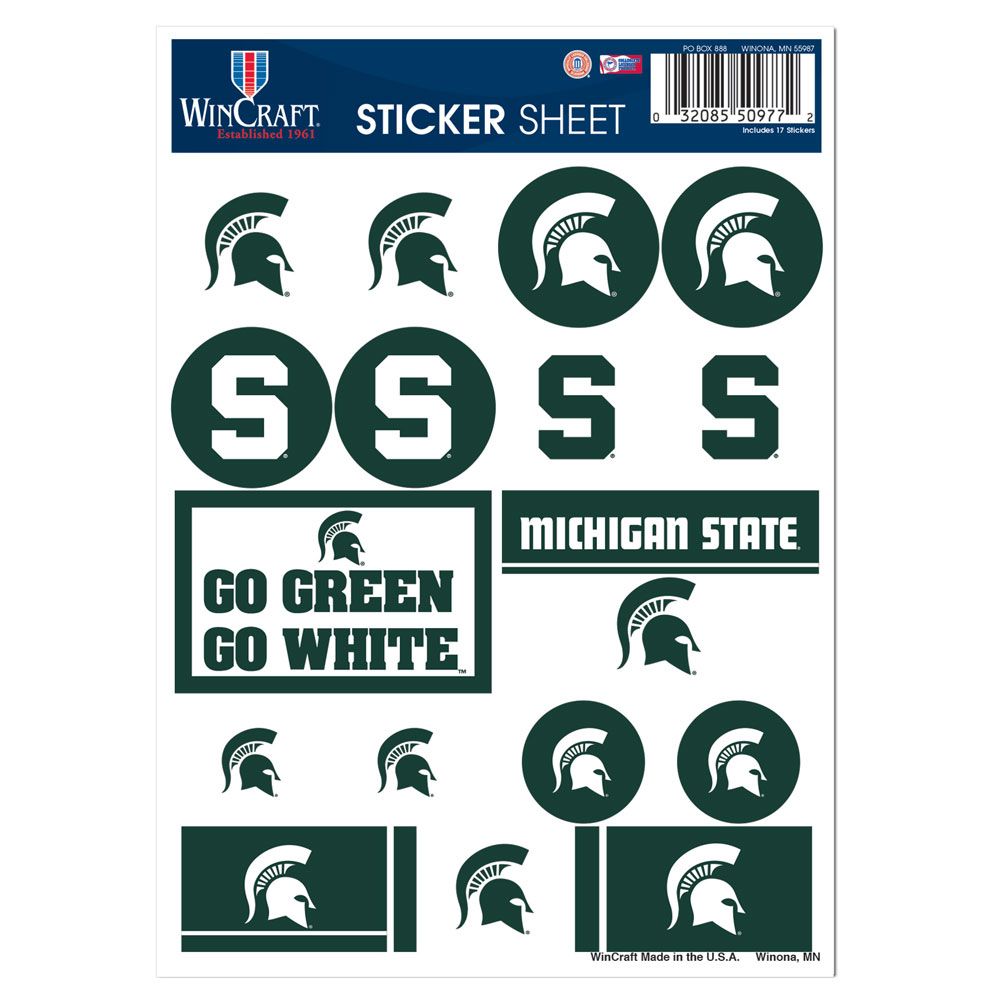 Michigan State Spartans Decal Sheet 5x7 Vinyl - WinCraft