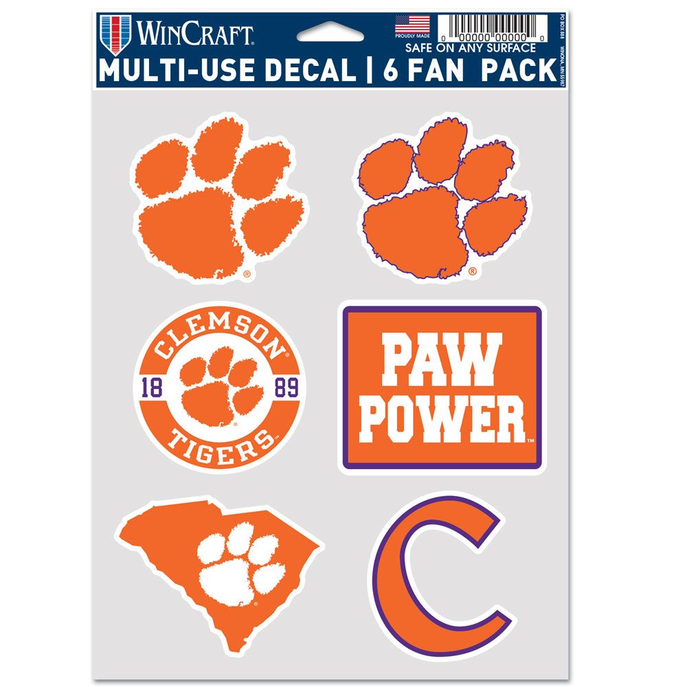 Clemson Tigers Decal Multi Use Fan 6 Pack - WinCraft