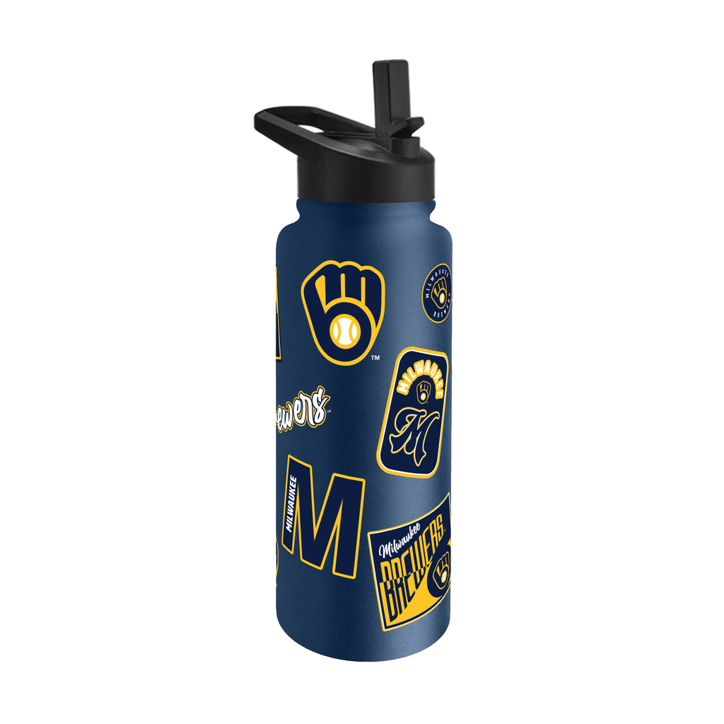 Milwaukee Brewers Quencher Bottle 34oz Stainless Steel Dreamweave - Logo Brands