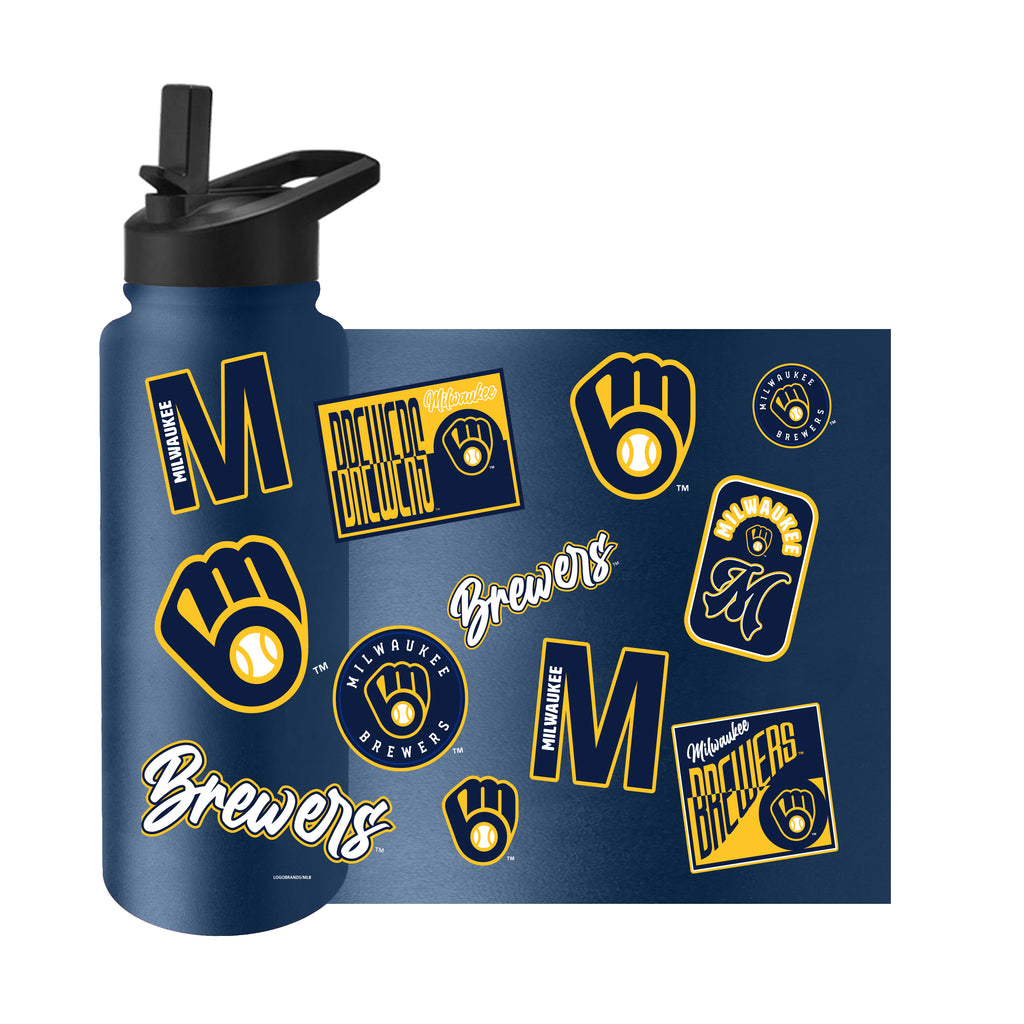 Milwaukee Brewers Quencher Bottle 34oz Stainless Steel Dreamweave - Logo Brands