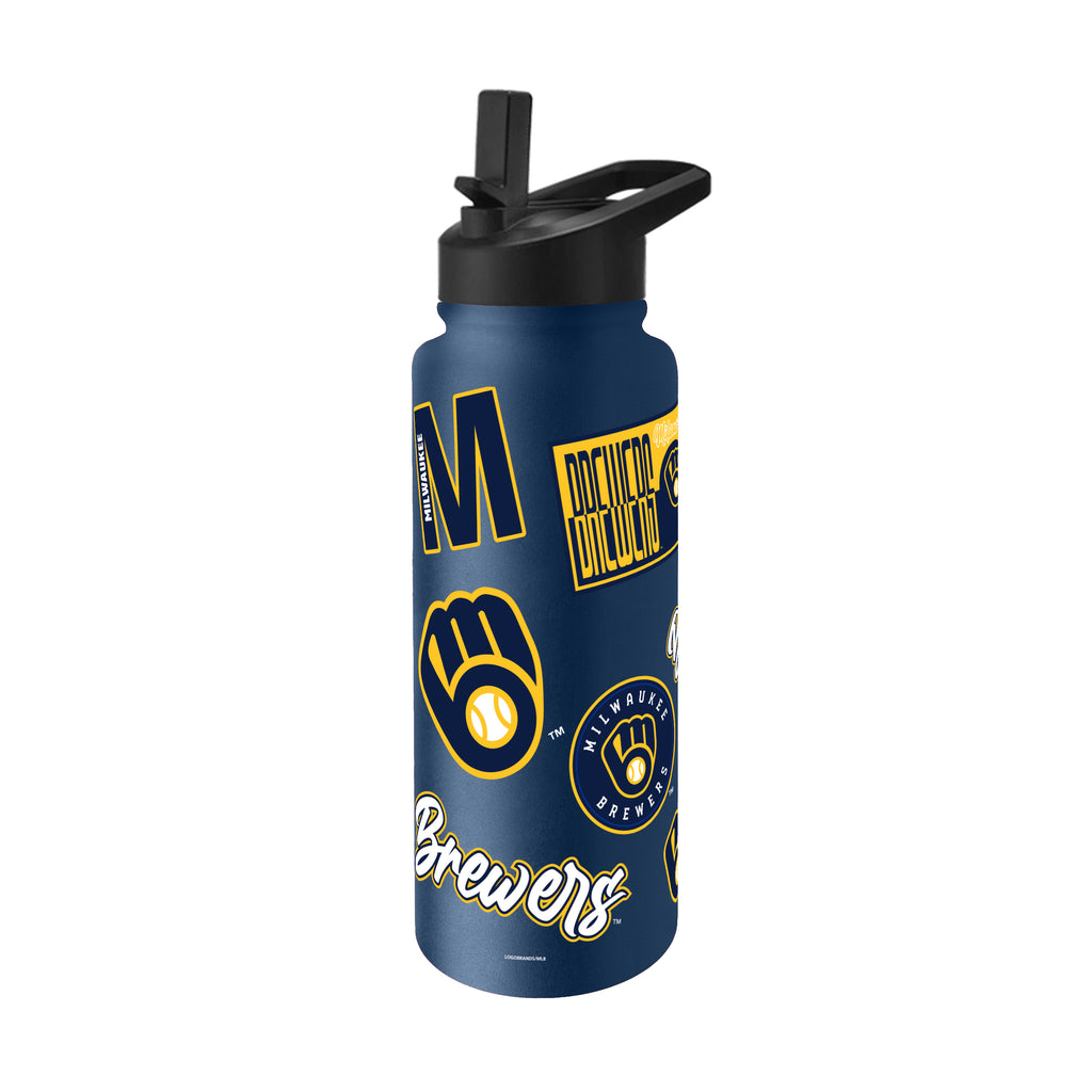 Milwaukee Brewers Quencher Bottle 34oz Stainless Steel Dreamweave - Logo Brands