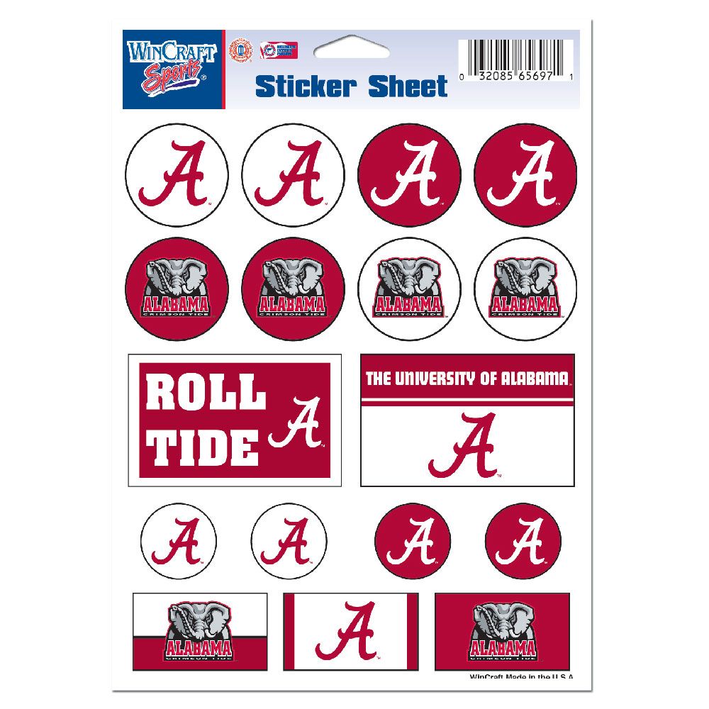 Alabama Crimson Tide Decal Sheet 5x7 Vinyl - WinCraft