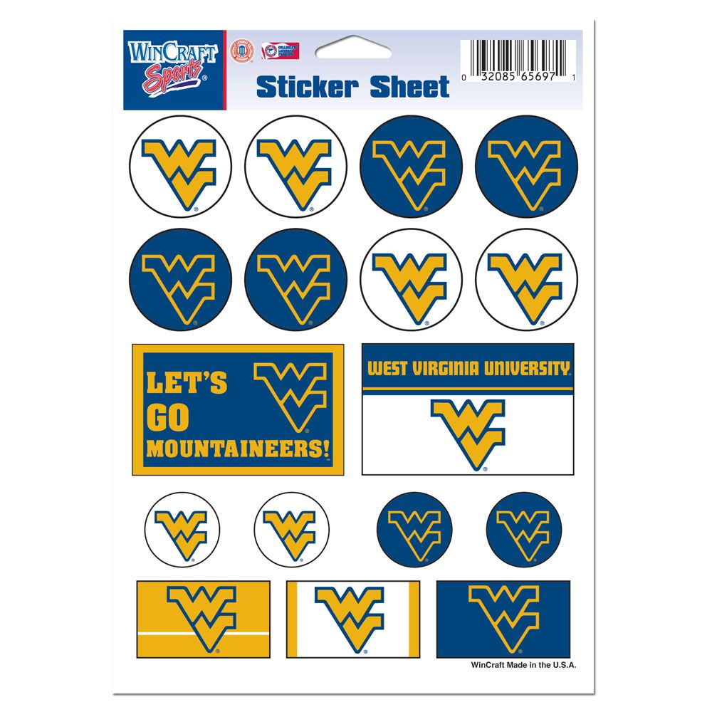 West Virginia Mountaineers Decal Sheet 5x7 Vinyl - WinCraft