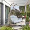 Beige Wicker Hanging 2 person Egg Swing Chair - LeisureMod