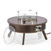 Aluminum Round Slats Design Fire Pit Side Table with Lid - LeisureMod