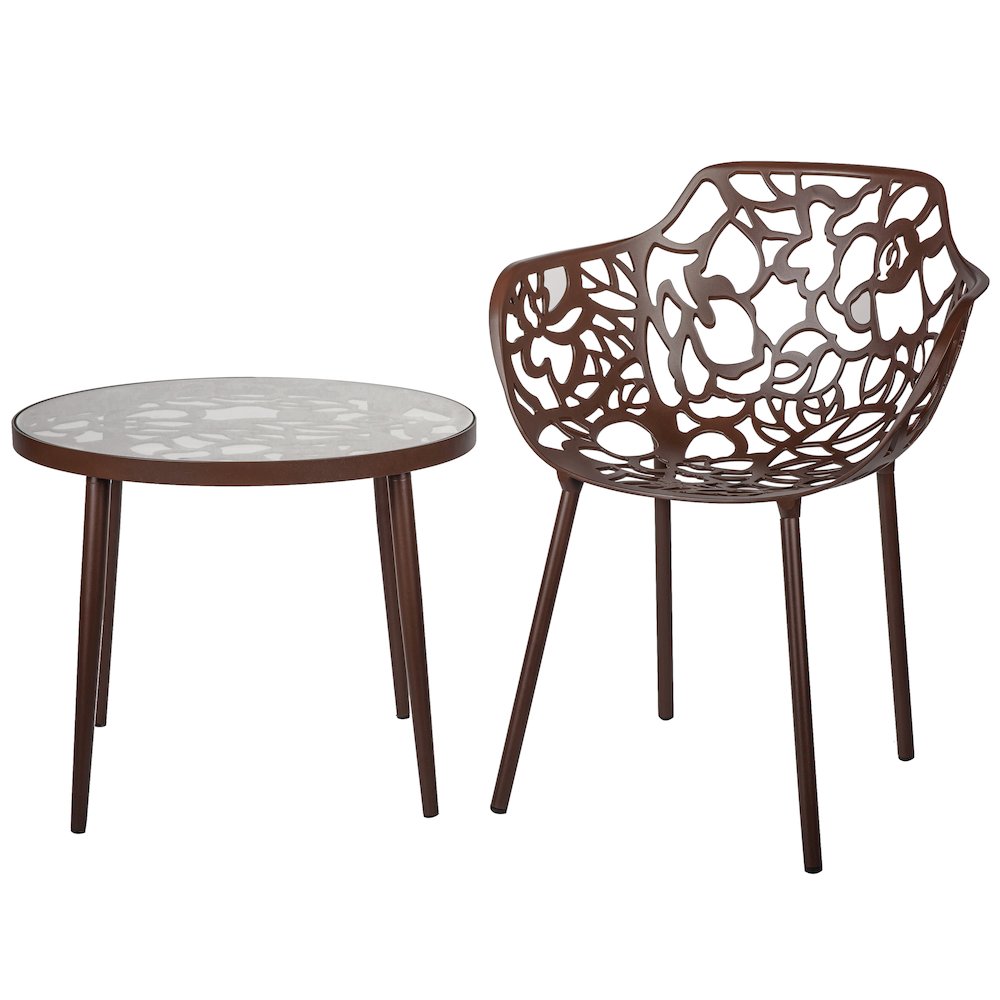 Devon Tree Design Glass Top Aluminum Base Indoor Outdoor End Table - LeisureMod