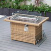 Mace Wicker Patio Modern Propane Fire Pit Table - LeisureMod