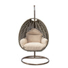 Beige Wicker Hanging Egg Swing Chair - LeisureMod