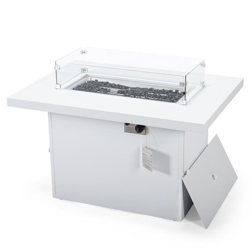 Chelsea Patio Modern Aluminum Propane Fire Pit Table - LeisureMod
