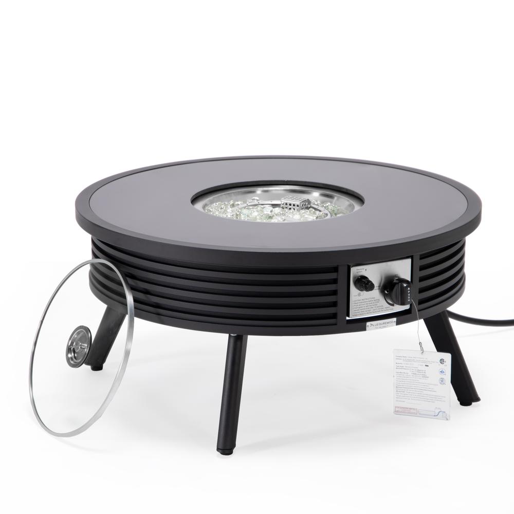 Walbrooke Patio Round Fire Pit and Tank Holder with Slats Design - LeisureMod