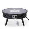 Aluminum Round Slats Design Fire Pit Side Table with Lid - LeisureMod