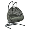 LeisureMod Wicker Hanging Double Egg Swing Chair  EKDCH-57DGR