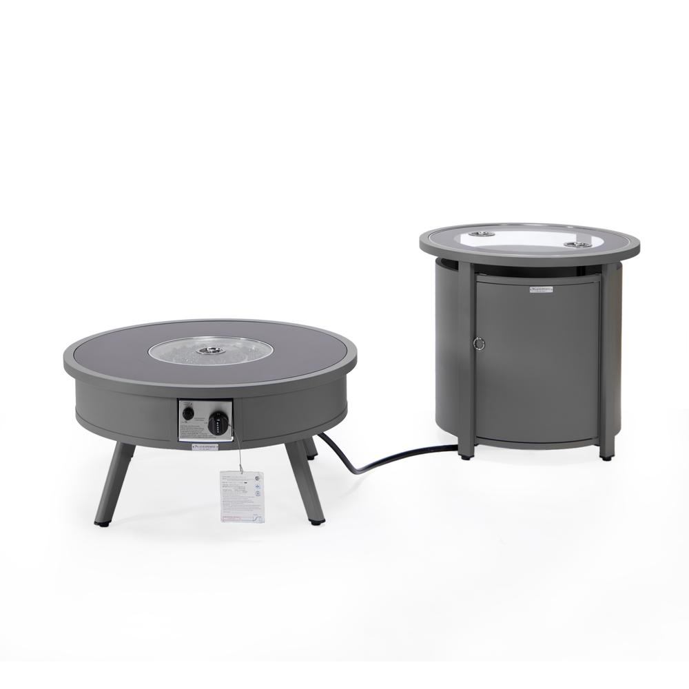 Walbrooke Patio Round Fire Pit and Tank Holder - LeisureMod