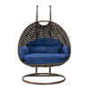 Mendoza Dark Brown Wicker Hanging 2 person Egg Swing Chair - LeisureMod